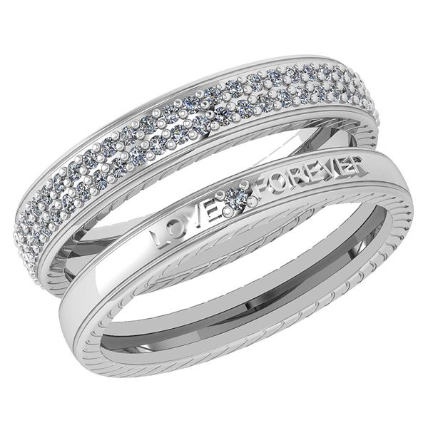 Certified 0.50 Ctw Diamond 14k White Gold Couple Promis