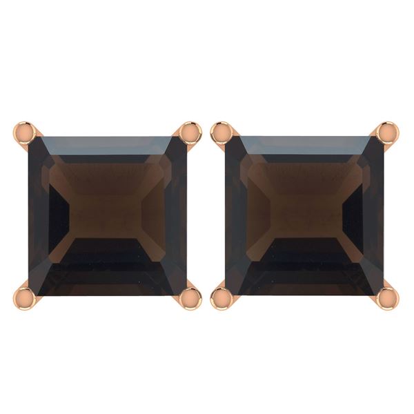 Certified 11.24 Ctw Genuine Smoky Quarzt 14K Rose Gold