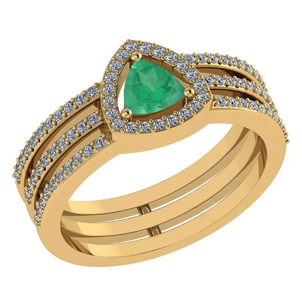 Certified 0.91 Ctw Emerald And Diamond 14k Rose Gold Ha