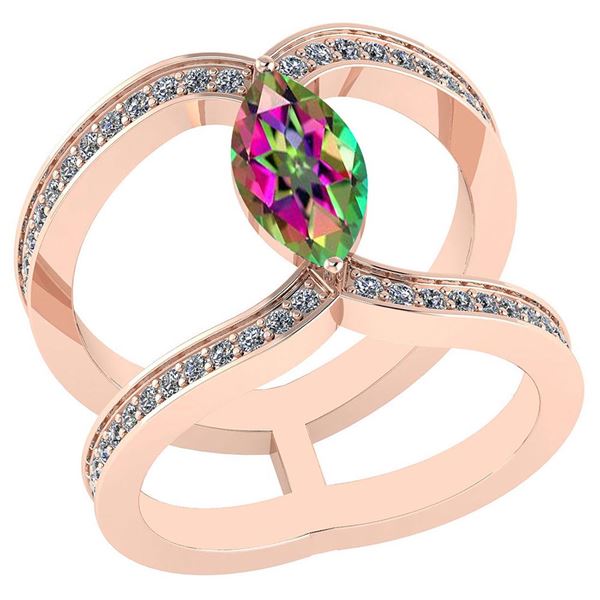 Certified 1.52 Ctw Mystic Topaz And Diamond VS/SI1 Ring