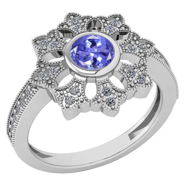 Certified 0.67 Ctw Tanzanite And Diamond VS/SI1 Engagem