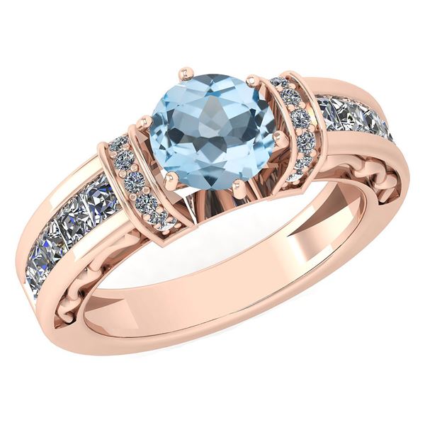 Certified 2.15 Ctw Aquamarine And Diamond 14k Rose Gold