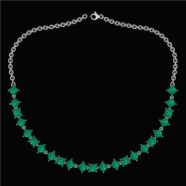 Certified 28.75 Ctw Emerlad Square Shape Necklace For w