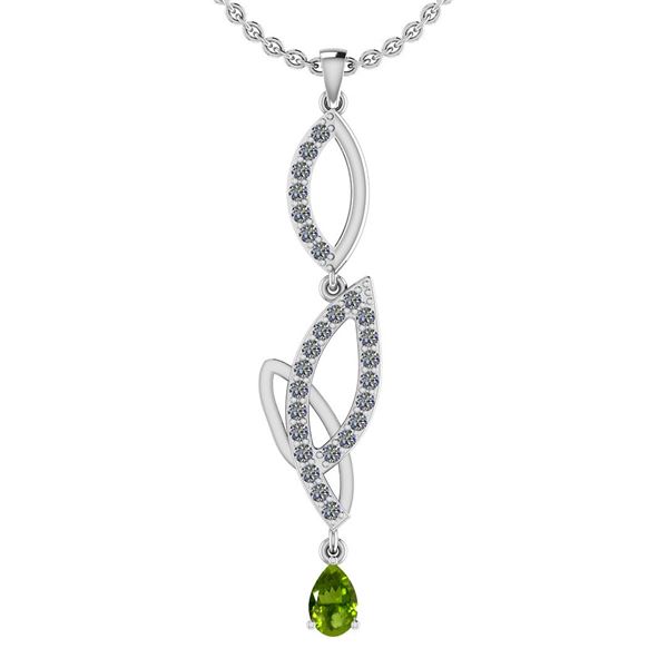 Certified 0.53 Ctw I2/I3 Peridot And Diamond 10K White