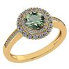 Image 1 : Certified 1.28 Ctw Green Amethyst And Diamond 14k Yello