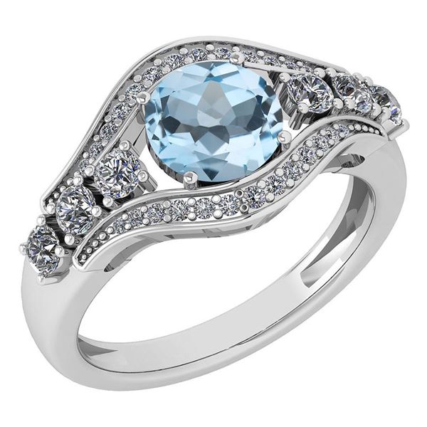 Certified 1.80 Ctw Blue Topaz And Diamond VS/SI1 Ring 1