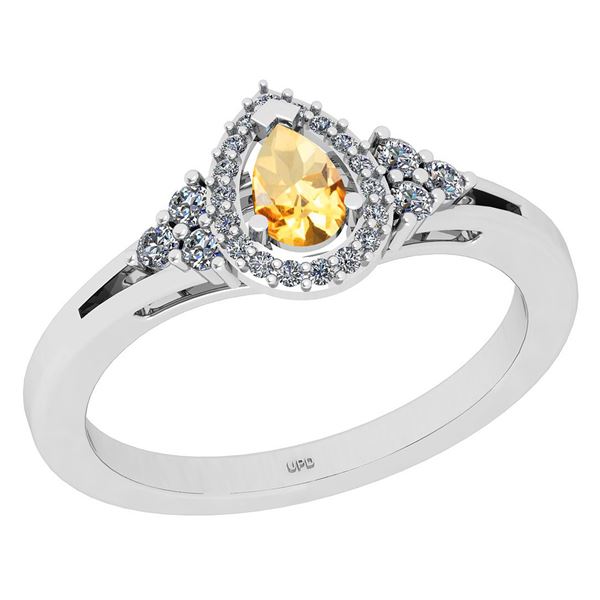 Certified 1.27 Ctw I2/I3 Citrine And Diamond 10K White