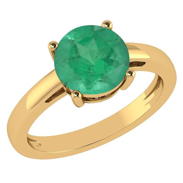 Certified 1.00Ctw Genuine Emerald 14k Yellow Gold Halo