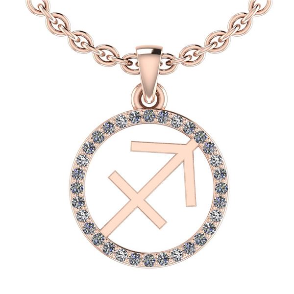 Certified 0.19 Ctw SI2/I1 Diamond 14K Rose Gold Zodiac