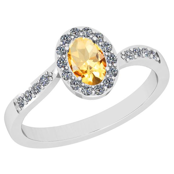 Certified 0.67 Ctw I2/I3 Citrine And Diamond 10K White