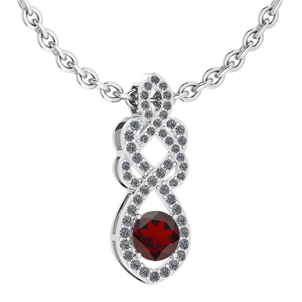 Certified 1.26 Ctw Garnet And Diamond VS/SI1 Necklace 1