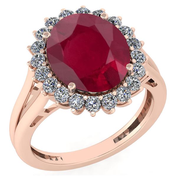 Certified 5.65 Ctw Ruby And Diamond VS/SI1 Halo Ring 14