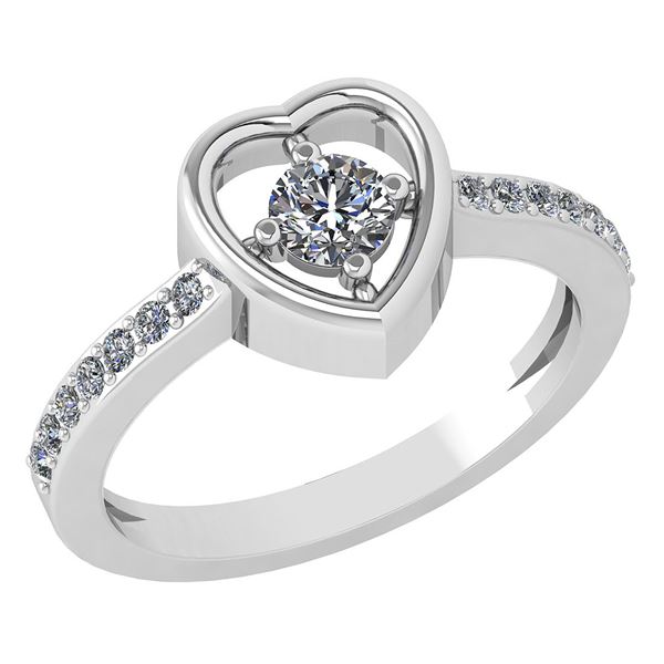 Certified 0.33 Ctw Diamond 14K White Gold Halo Ring