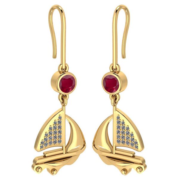 Certified 0.63 Ctw Ruby And Diamond VS/SI1 Ship Style W