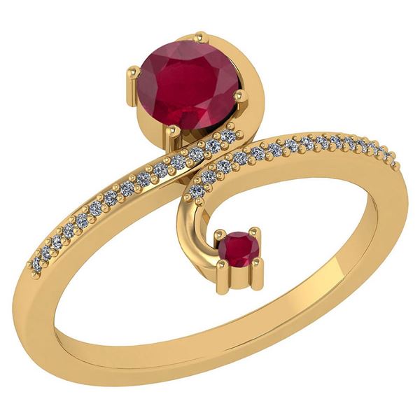 Certified 0.85 Ctw Ruby And Diamond 14k Yellow Gold Hal