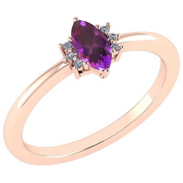 Certified 0.68 Ctw Amethyst And Diamond VS/SI1 Halo Rin