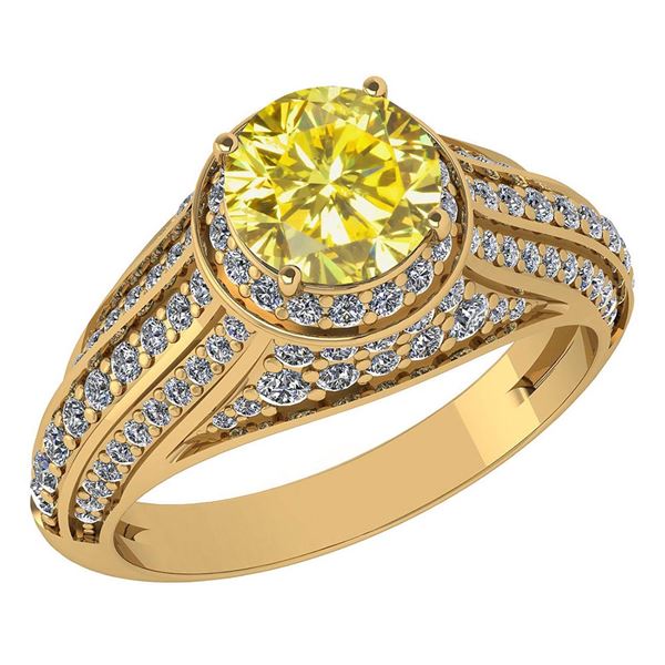 Certified 2.30 Ctw Treated Fancy Yellow Diamond And Whi