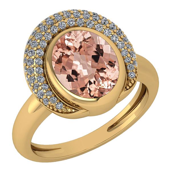 Certified 2.82 Ctw Morganite And Diamond VS/SI1 Halo Ri