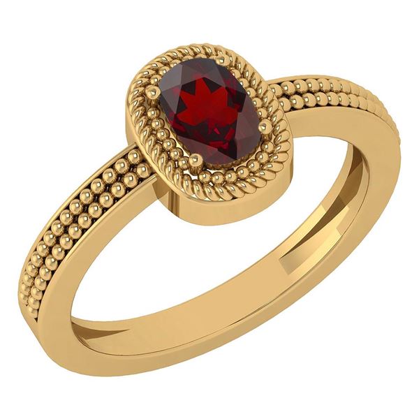 Certified 1.50 Ctw Garnet 14K Yellow Gold Solitaire Rin