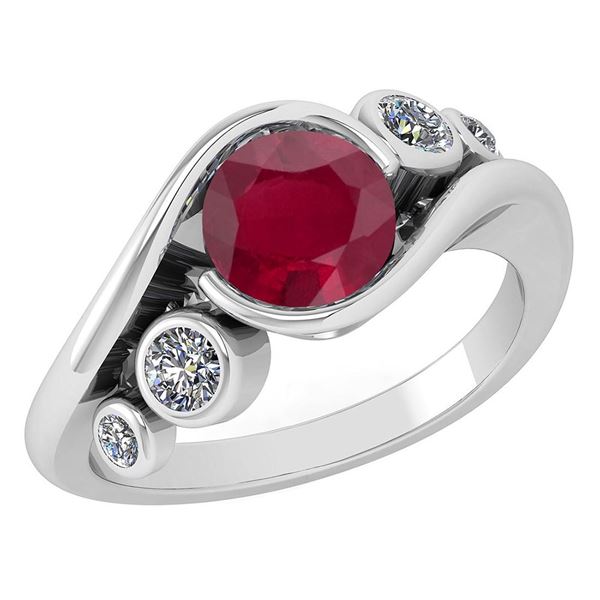 Certified 1.51 Ctw Ruby And Diamond VS/SI1 Halo Ring 14