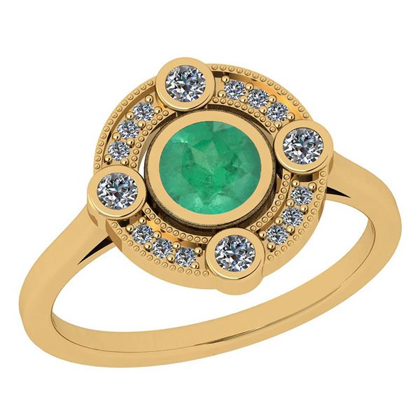 Certified 0.77 Ctw Emerald And Diamond SI1/SI2 14K Yell