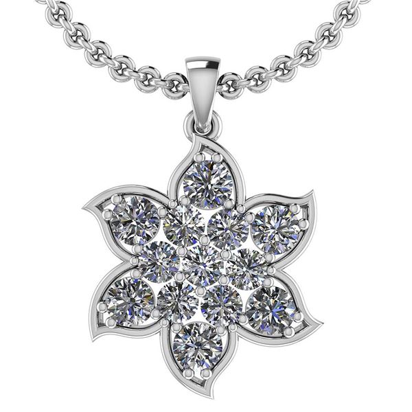 Certified 1.72 Ctw Diamond I1/I2 14K White Gold Pendant