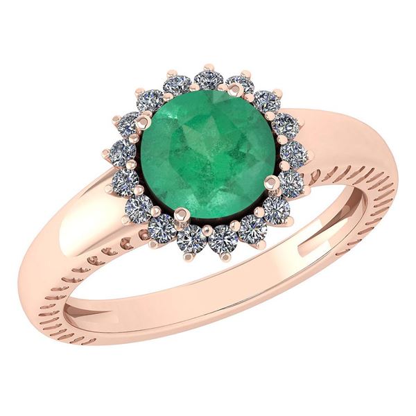 Certified 1.48 Ctw Emerlad And Diamond Wedding/Engageme