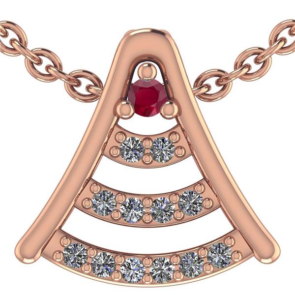 Certified 0.075 Ctw Ruby And Diamond 14k Rose Gold Halo