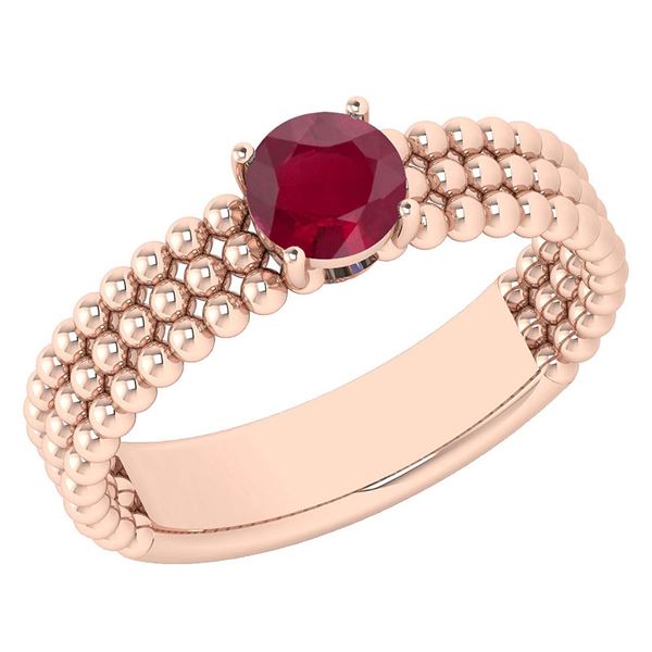 Certified 0.50 Ctw Ruby Solitaire 14K Rose Gold Promise