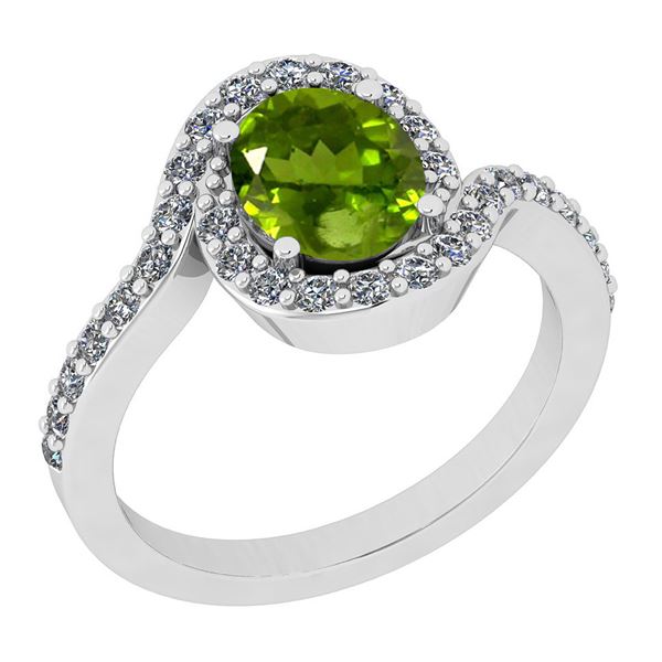 Certified 2.60 Ctw I2/I3 Peridot And Diamond 14K White