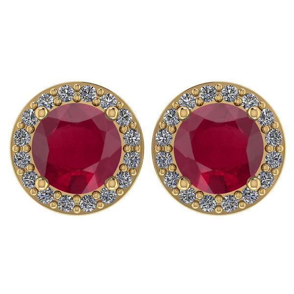 Certified 1.6 Ctw Ruby And Diamond 14k Yellow Gold Halo