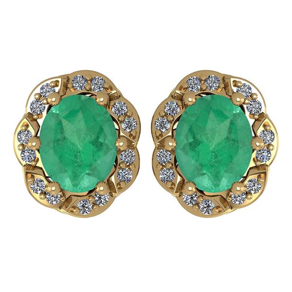 Certified 0.88 Ctw Emerlad And Diamond 14K Yellow Gold