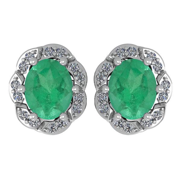 Certified 0.88 Ctw Emerlad And Diamond 14K White Gold S