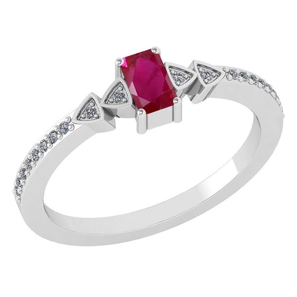 Certified 0.39 Ctw Ruby And Diamond 14k White Gold Halo