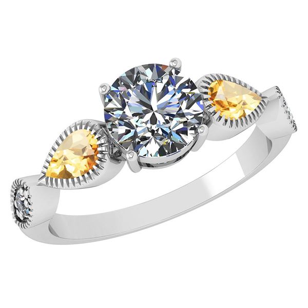 Certified 1.81 Ctw Citrine And Diamond VS/I1 Ring 14K W