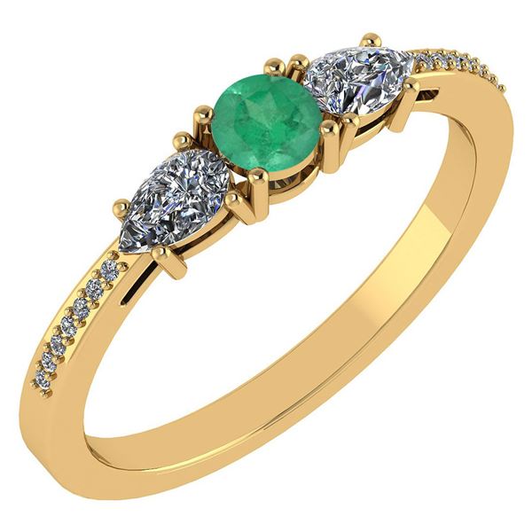 Certified 0.77 Ctw Emerald And Diamond 14k Yellow Gold