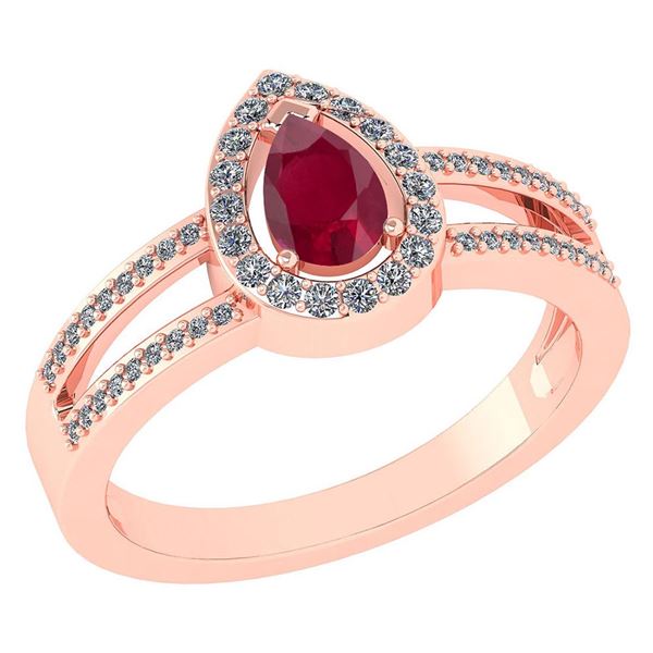 Certified 0.74 CTW Ruby And Diamond 14k Rose Gold Halo