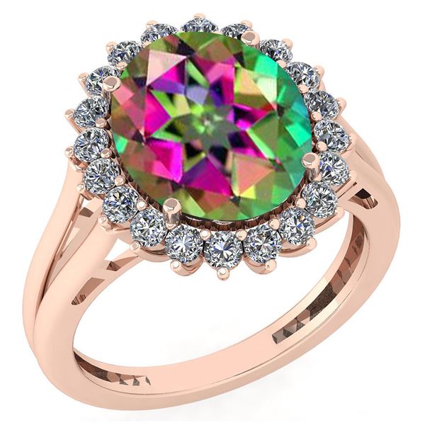 Certified 5.65 Ctw Mystic Topaz And Diamond VS/SI1 Halo
