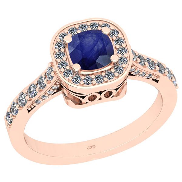 Certified 1.01 Ctw I2/I3 Blue Sapphire And Diamond 14K