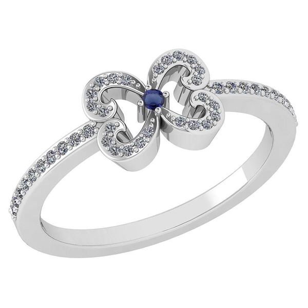 Certified 0.24 Ctw Blue Sapphire And Diamond 14k White