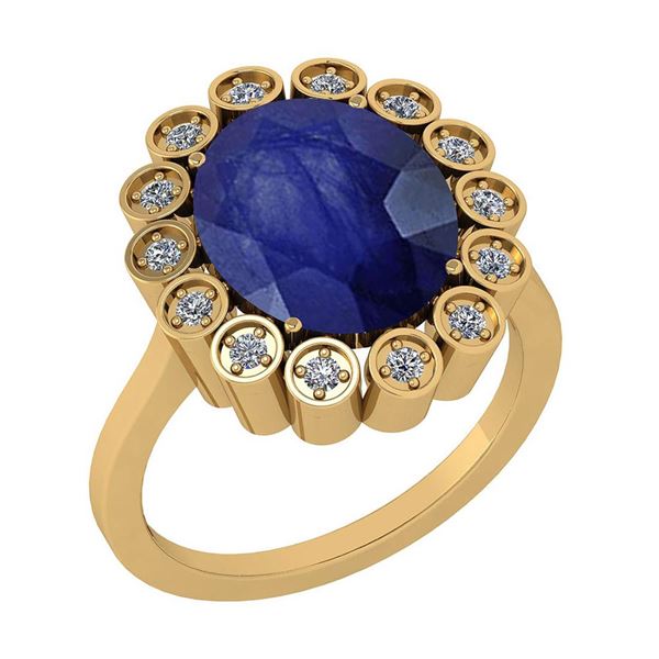 Certified 5.24 Ctw Blue Sapphire And Diamond VS/SI1 Hal