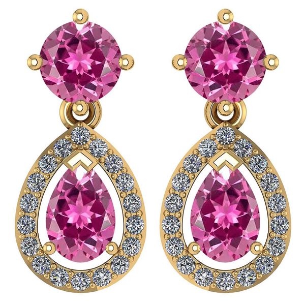 Certified 2.19 CTW Pink Tourmaline And Diamond 14k Yell