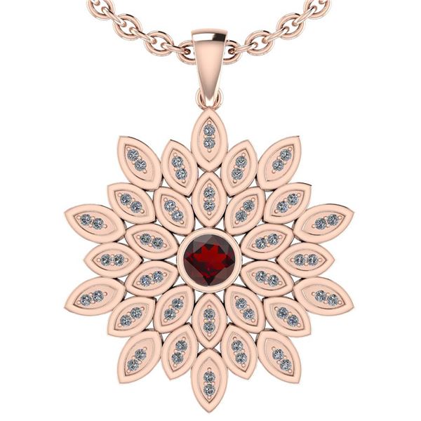 Certified 0.80 Ctw Garnet And Diamond SI1/SI2 14K Rose