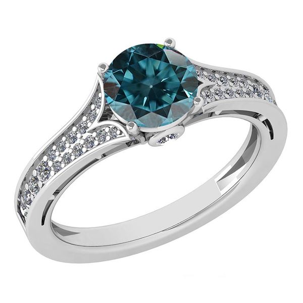 Certified 1.47 Ctw Treated Fancy Blue Diamond And White