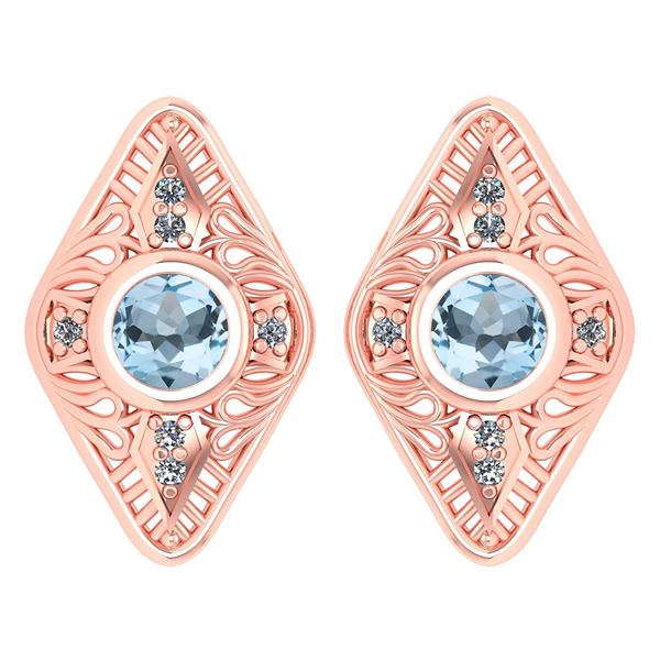 Certified 1.46 Ctw Aquamarine And Diamond 18k Rose Gold
