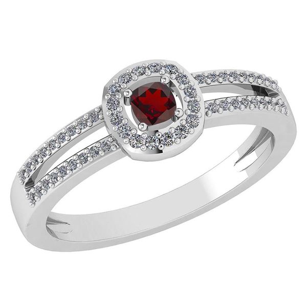 Certified 0.57 Ctw Garnet And Diamond 14k White Gold Ha
