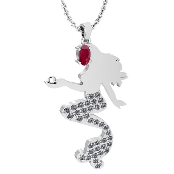 Certified 1.00 Ctw Ruby And Diamond Necklace For womens