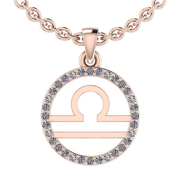 Certified 0.14 Ctw SI2/I1 Diamond 14K Rose Gold Zodiac