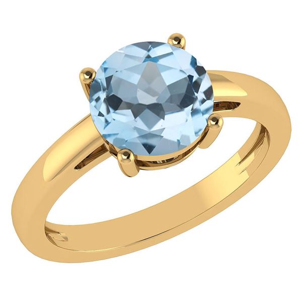 Certified 1.00Ctw Genuine Blue Topaz 14k Yellow Gold Ha