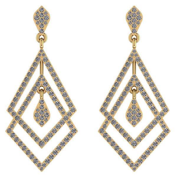 Certified 1.36 Ctw Diamond VS/SI1 Dangling Earrings 18K